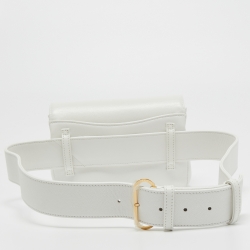Pre Owned Chanel White Caviar Leather Captain Gold Waist Bag