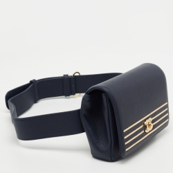 Pre Owned Chanel Blue Caviar Leather Captain Gold Waist Bag