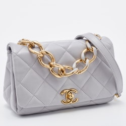 Chanel Grey Quilted Leather Medium Color Match Flap Bag
