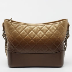 Pre Owned Chanel Gold Ombre Quilted Leather Large Gabrielle Hobo 