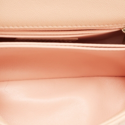 Pre Owned Chanel Peach Quilted Caviar Leather Small Coco Top Handle Bag