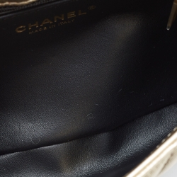 Pre Owned Chanel Gold Quilted Leather CC Crystal Logo Chain Flap Bag