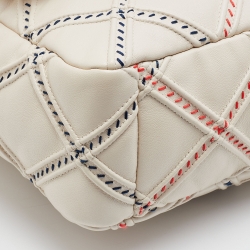 Pre Owned Chanel Beige Quilted Stitch Leather Large19 Flap Bag