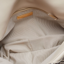 Pre Owned Chanel Beige Quilted Stitch Leather Large19 Flap Bag