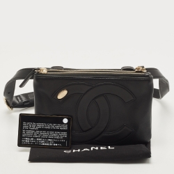 Pre Owned Chanel Black Leather CC Mania Double Zip Waist Belt Bag
