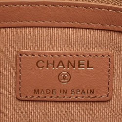 Pre Owned Chanel Beige Quilted Leather Large 19 Pouch