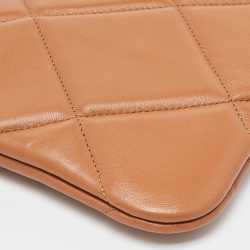 Pre Owned Chanel Beige Quilted Leather Large 19 Pouch