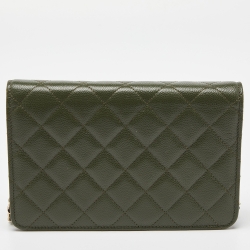 Chanel Green Quilted Caviar Leather Chain CC Wallet on Chain