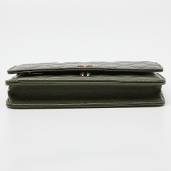 Chanel Green Quilted Caviar Leather Chain CC Wallet on Chain