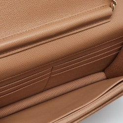 مملوكة مسبقًا Chanel Beige Quilted Caviar Leather Chain CC Wallet on Chain