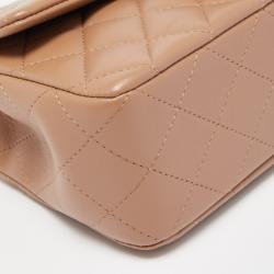 Pre Owned Chanel Caramel Quilted Leather Mini Classic Top Handle Bag