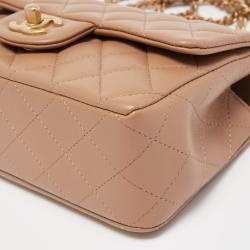 Pre Owned Chanel Caramel Quilted Leather Mini Classic Top Handle Bag