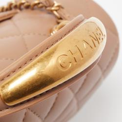Pre Owned Chanel Caramel Quilted Leather Mini Classic Top Handle Bag