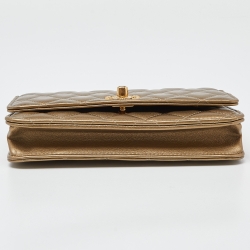 Pre Owned Chanel Gold Quilted Leather CC Wallet on Chain 