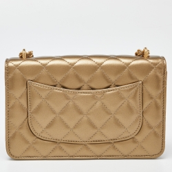 Pre Owned Chanel Gold Quilted Leather CC Wallet on Chain 