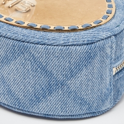 Chanel Blue Denim Vanity Oval Chain Clutch