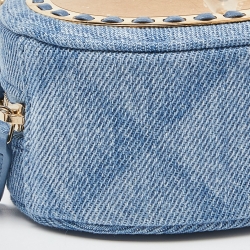 Chanel Blue Denim Vanity Oval Chain Clutch