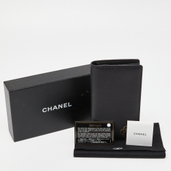 Chanel Black Leather CC Camellia Flap Long Wallet
