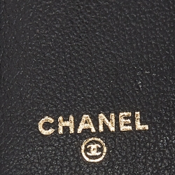 Chanel Black Leather CC Camellia Flap Long Wallet