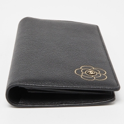 Chanel Black Leather CC Camellia Flap Long Wallet