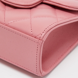 Pre Owned Chanel Pink Quilted Leather Mini CC Square Top Handle Bag