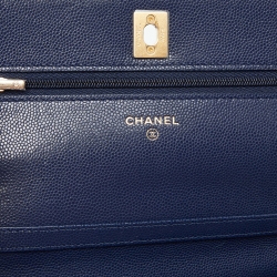 Chanel Blue Quilted Caviar Leather Wallet on Chain 