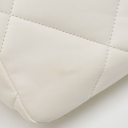 Pre Owned Chanel White Quilted Leather Small 19 Flap Bag