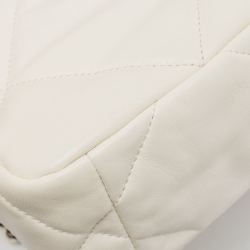 Pre Owned Chanel White Quilted Leather Small 19 Flap Bag
