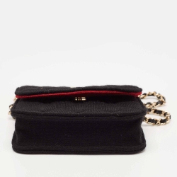 Pre Owned Chanel Black Quilted Jersey Mini VIP Bag