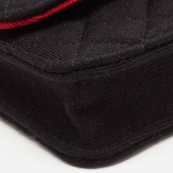 Pre Owned Chanel Black Quilted Jersey Mini VIP Bag