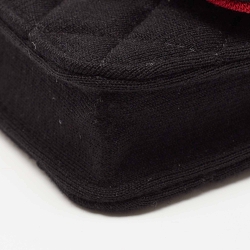 Pre Owned Chanel Black Quilted Jersey Mini VIP Bag