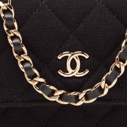 Pre Owned Chanel Black Quilted Jersey Mini VIP Bag