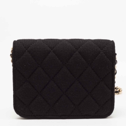 Pre Owned Chanel Black Quilted Jersey Mini VIP Bag