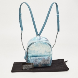 Pre Owned Chanel Blue Sequin and Leather Mini Waterfall Backpack