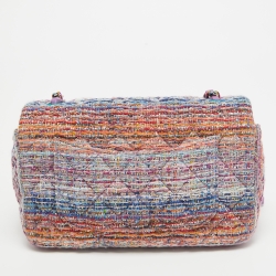 Pre Owned Chanel Multicolor Quilted Tweed New Mini Classic Flap Bag