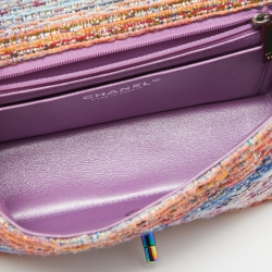 Pre Owned Chanel Multicolor Quilted Tweed New Mini Classic Flap Bag