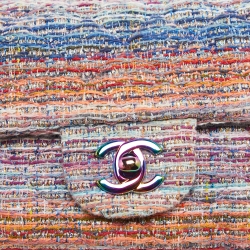 Pre Owned Chanel Multicolor Quilted Tweed New Mini Classic Flap Bag
