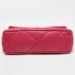 Pre Owned Chanel Pink Quilted Leather Medium 19 Flap Top Handle Bag