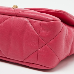 Pre Owned Chanel Pink Quilted Leather Medium 19 Flap Top Handle Bag