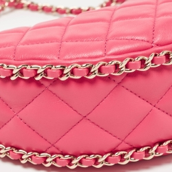 Pre Owned Chanel Pink Quilted Leather CC Moon Bag