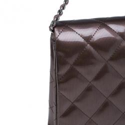 Pre Owned حقيبة كلتش شانيل جلد برنزي لامع بسلسلة