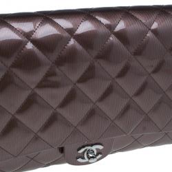 Pre Owned حقيبة كلتش شانيل جلد برنزي لامع بسلسلة