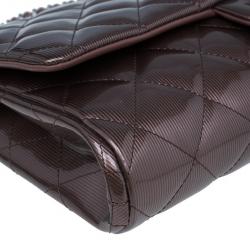 Pre Owned حقيبة كلتش شانيل جلد برنزي لامع بسلسلة