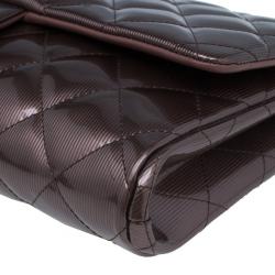 Pre Owned حقيبة كلتش شانيل جلد برنزي لامع بسلسلة