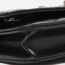 Pre Owned Chanel Black Lambskin Leather Chain Top Handle Bag