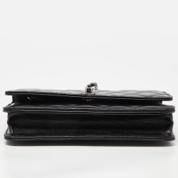 Pre Owned Chanel Black Lambskin Leather Chain Top Handle Bag