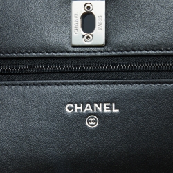 Pre Owned Chanel Black Lambskin Leather Chain Top Handle Bag