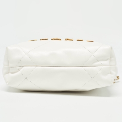 Pre Owned Chanel White Quilted Leather Mini 22 Chain Bag