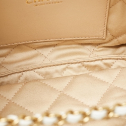 Pre Owned Chanel White Quilted Leather Mini 22 Chain Bag