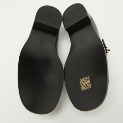 Pre Owned Chanel Black Leather Interlocking CC Mary Jane Flats Size 39